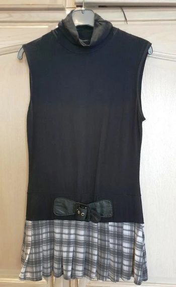 Haut tunique sans manches noire/carreaux-Cache cache