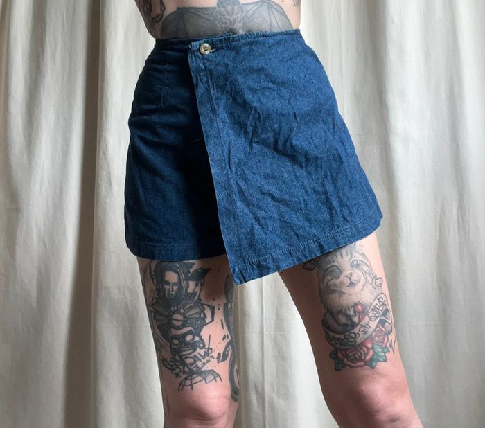 Short jupe jeans 100% coton vintage y2k denim - Taille XS - photo numéro 2