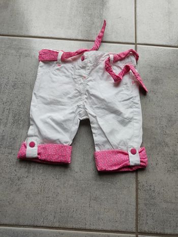 Pantalon blanc 2 en 1 avec une jolie ceinture à nouer, 12 mois