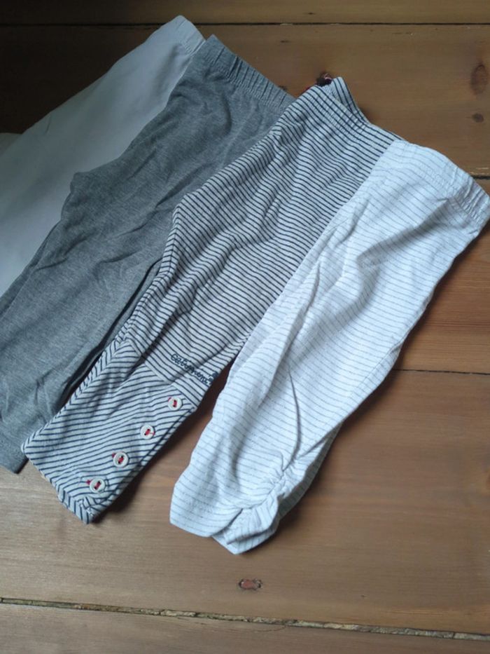 Lot leggins 18 mois gris blanc rayures catimini name it - photo numéro 2