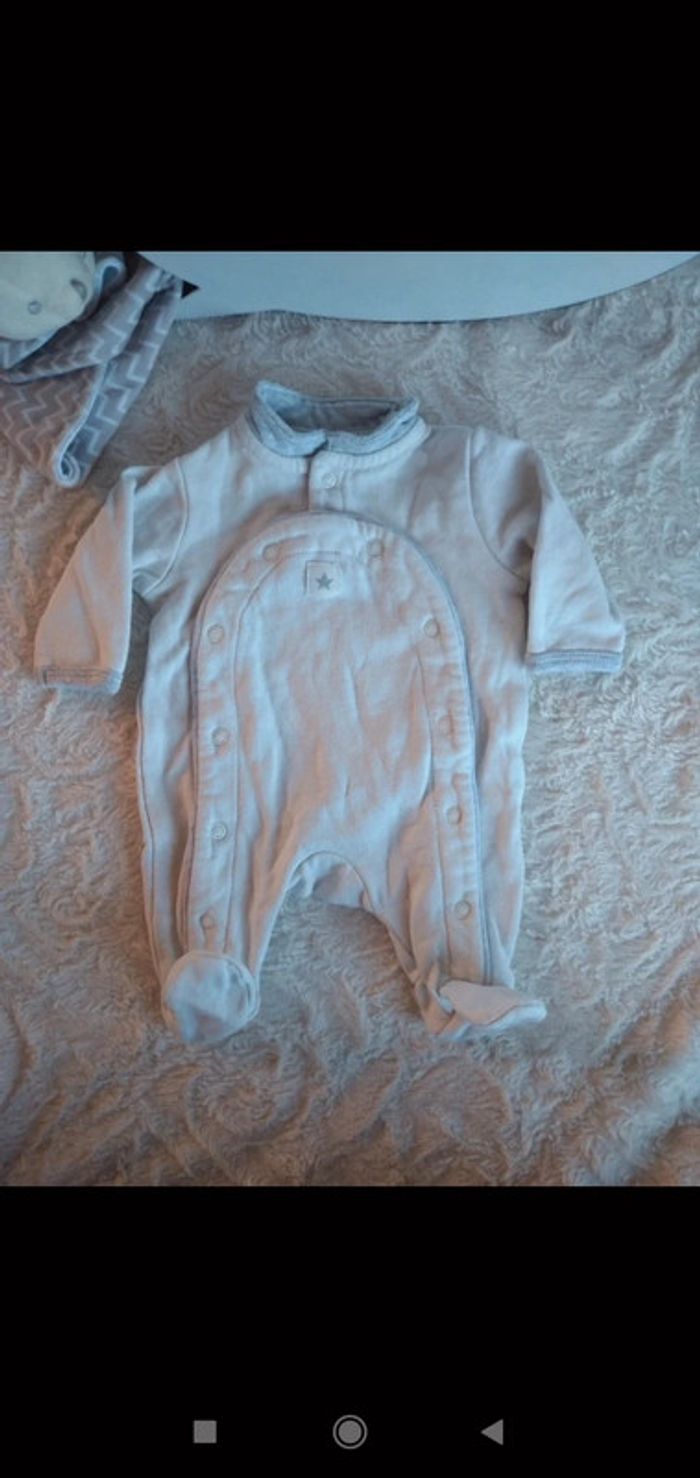 Pyjama grenouillère coton épais Mixte Naissance 0 mois étoile Kiabi Eco conception 100% coton bio - photo numéro 2