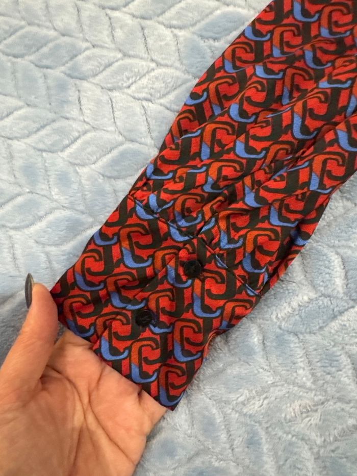 Robe droite à motifs rouge bleu et noir - photo numéro 4