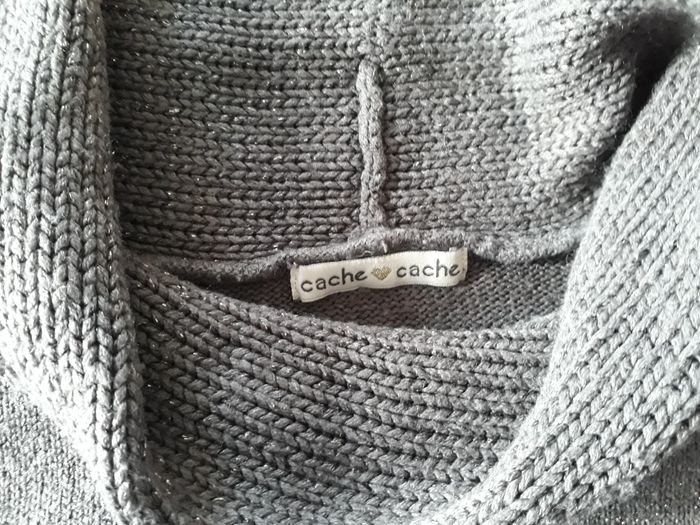 Pull gris avec un grand col  Cache Cache  taille 2  ( 38 ) - photo numéro 3