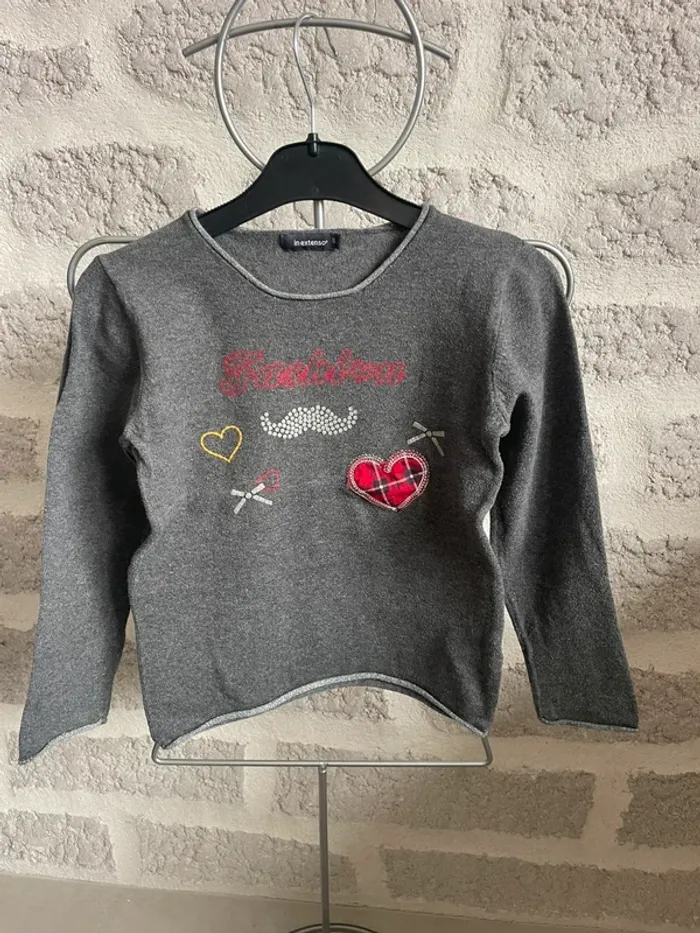 Pull mi saison fille gris 6ans in extenso