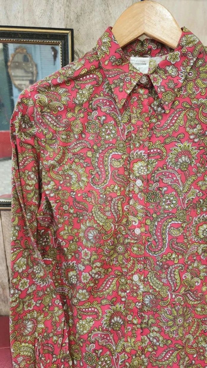 Superbe chemisier col pelle a tarte seventies en coton et viscose - photo numéro 5