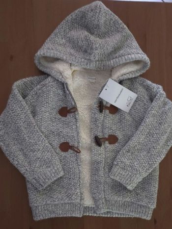 NEUFFFF (non porté) 🏷🥰😍🤩superbe gilet ou veste zippé  tricot Intérieur sherpa 36mois garçon 🥰💙😍