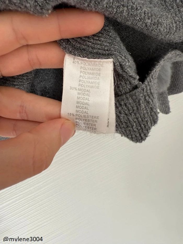 Pull d'hiver gris col rond uni basique simple manches longues en fausse fourrure - photo numéro 7