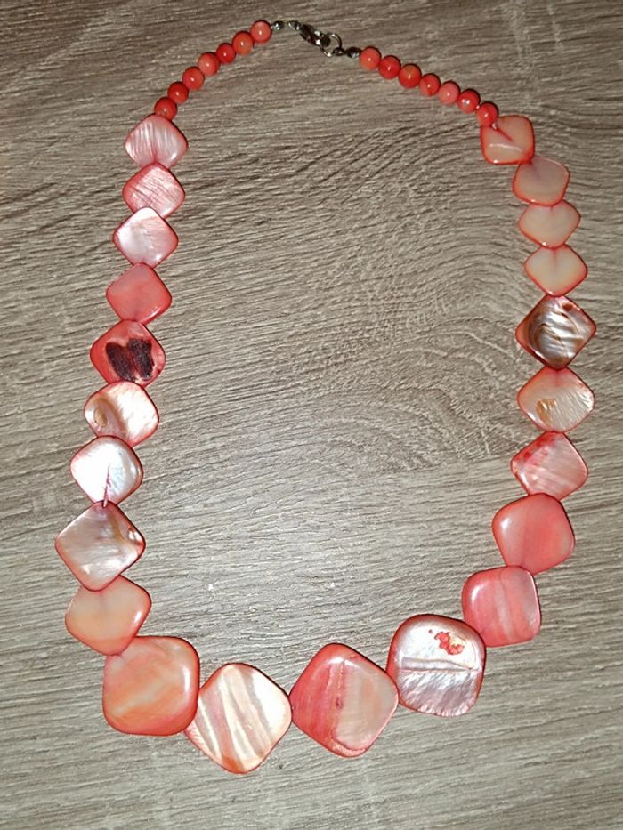 Super collier Corail Nacré 🧡Vintage 80's