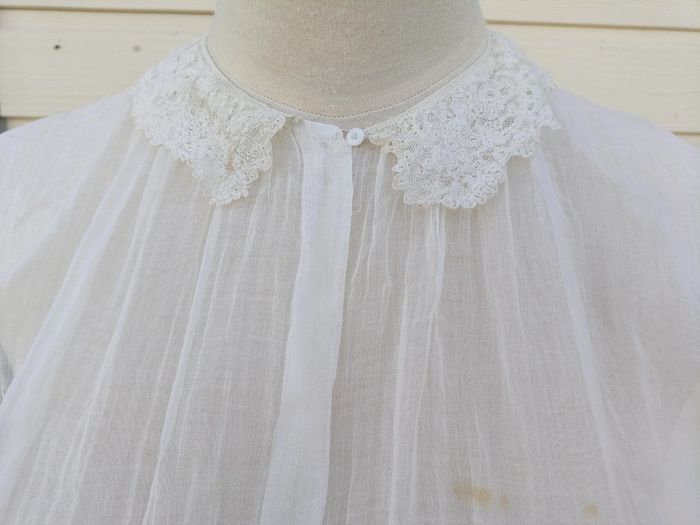 Ancien plastron, devantier en tulle et dentelle - photo numéro 3
