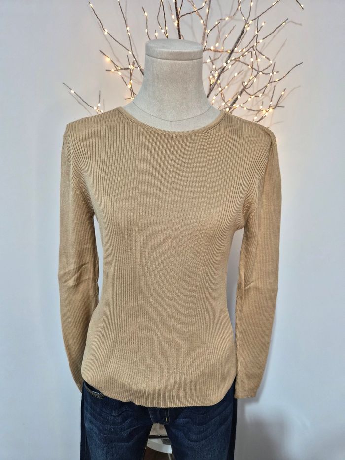 Top en soie côtelée beige – Soie Pour Soi – Taille unique – 100% soie – Très bon état - photo numéro 3