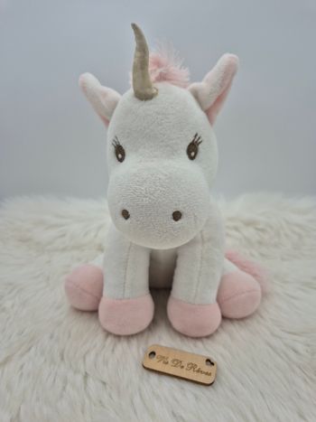 Doudou peluche Licorne blanc rose doré Atmosphera 