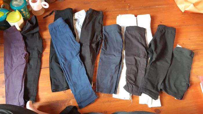 Lot 8 leggings long mi long cycliste 3 ans neuf bon état noir gris violet Tao okaidi