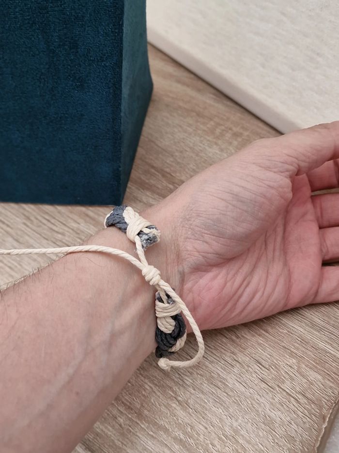 Bracelet Tressé Gris Beige - photo numéro 3