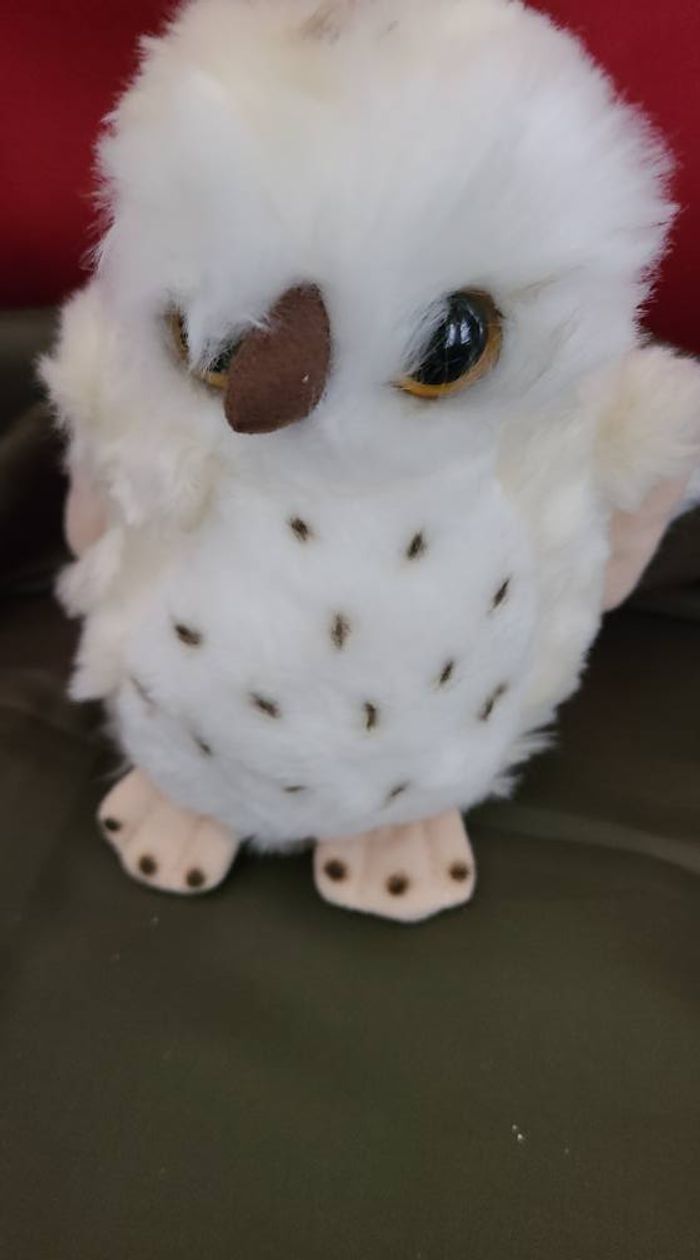 Peluche doudou hibou chouette beige blanc taches noires 17 cm Gipsy - photo numéro 4