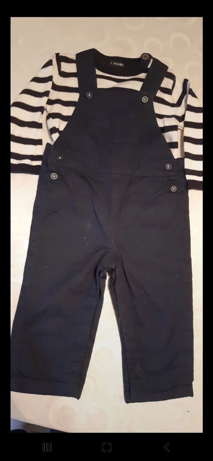 Salopette et pull rayé 9 mois