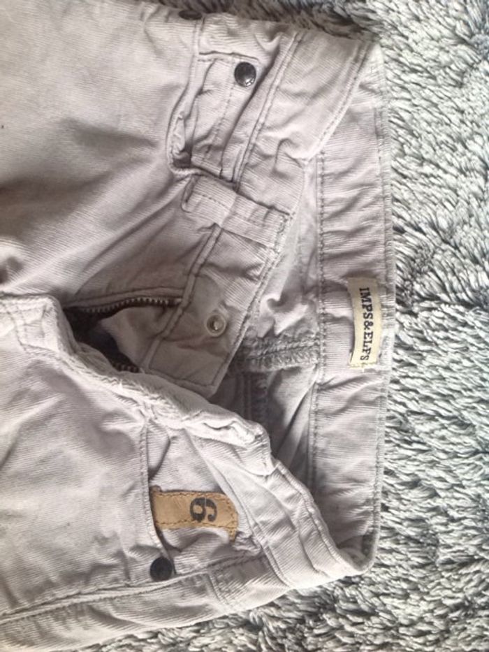Pantalon slim effet velours Imps&Elfs gris clair - 2 ans - photo numéro 2