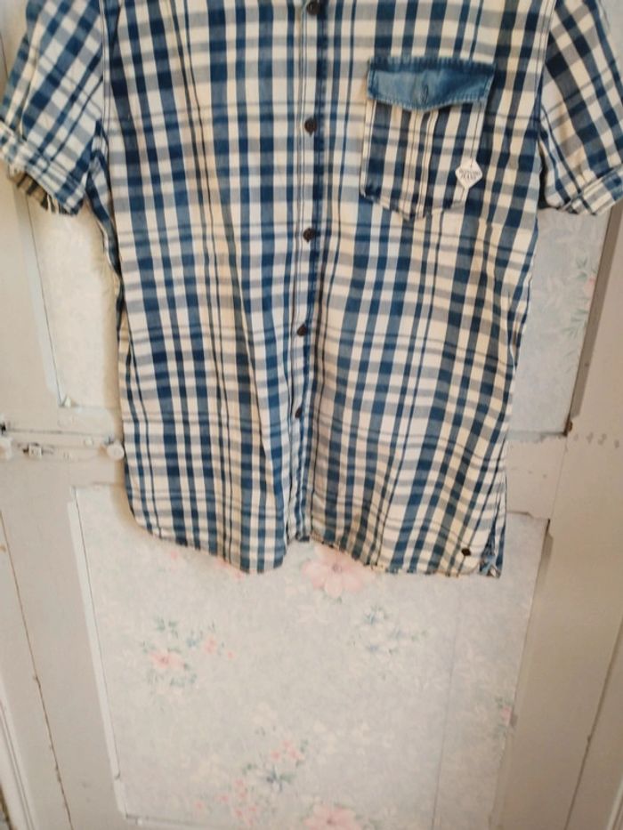 Chemise a carreaux jeans et blanc xl - photo numéro 4