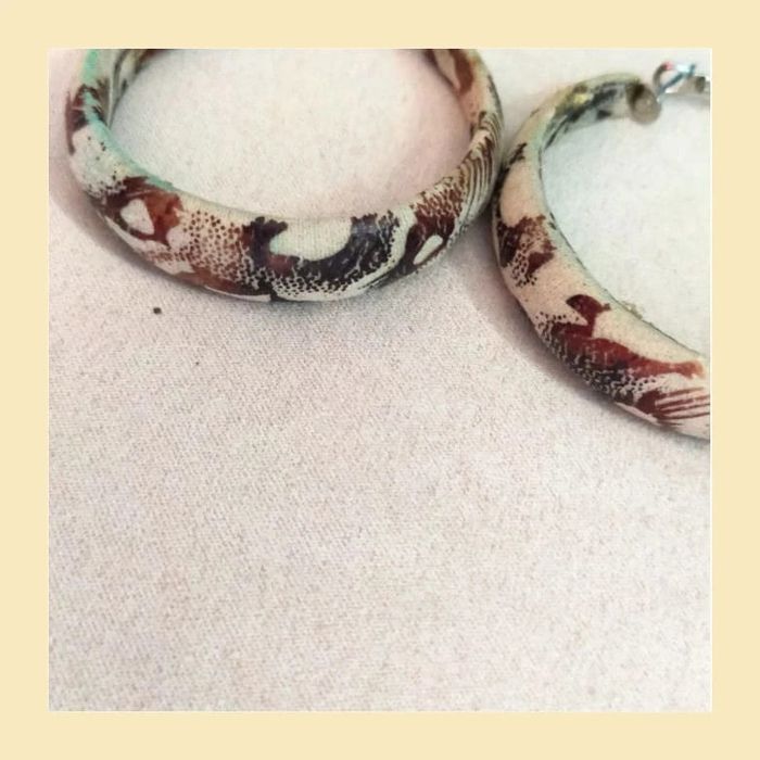 Créoles vintage en tissu imprimé - photo numéro 2