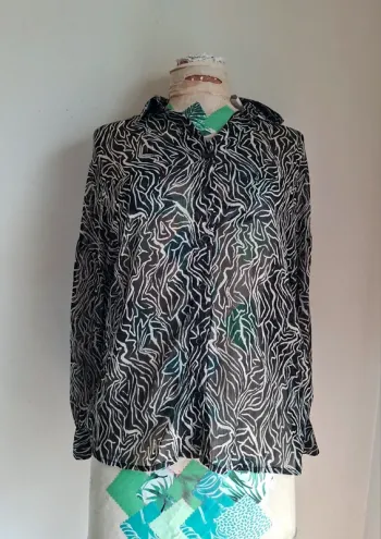 Chemise noire imprimée, Camaïeu neuve, taille XS