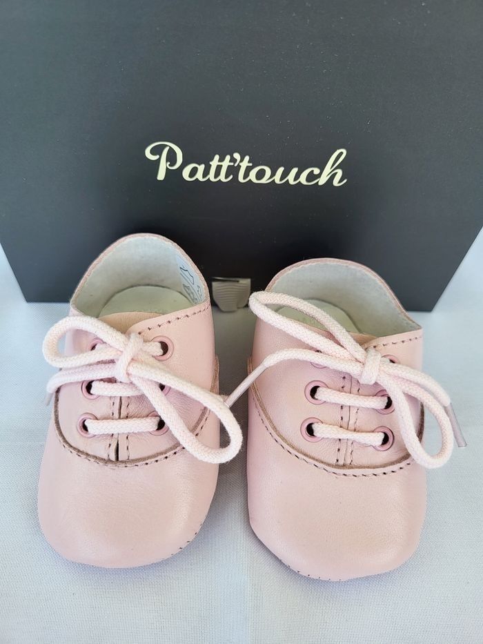Chaussures richelieu bébé en cuir rose Point 16 Made in 🇨🇵 - photo numéro 2