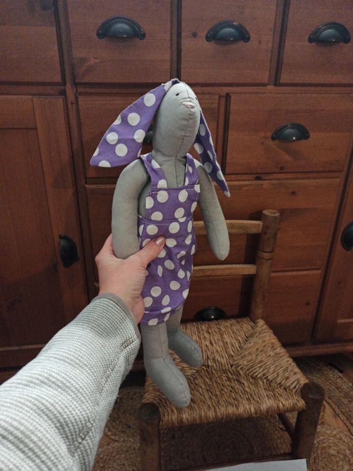 peluche lapin fait main tissu BE - photo numéro 4