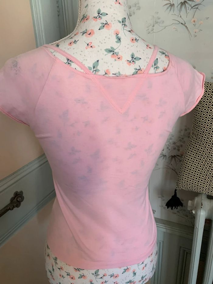 Tee shirt rose clair femme manches courtes - photo numéro 3