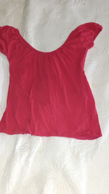 Top rose encolure bardot coton