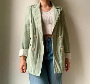 Blazer vert d’eau Neuf Bershka
