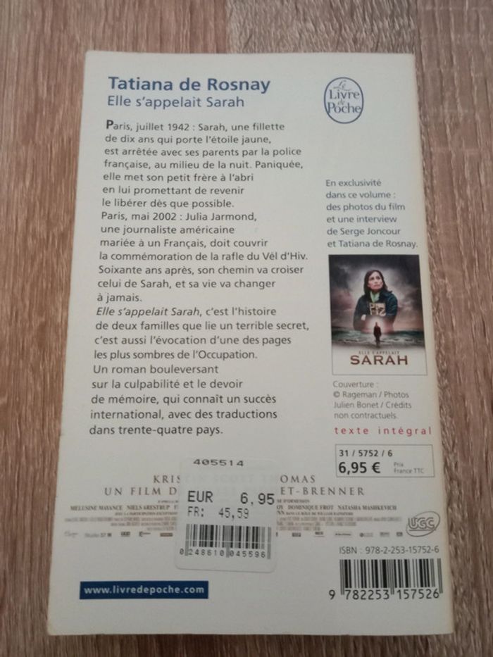 Tatiana de Rosnay 🪅 Elle s'appelait Sarah - photo numéro 2