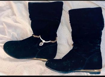 Bottines noires effet velours et doré 36 