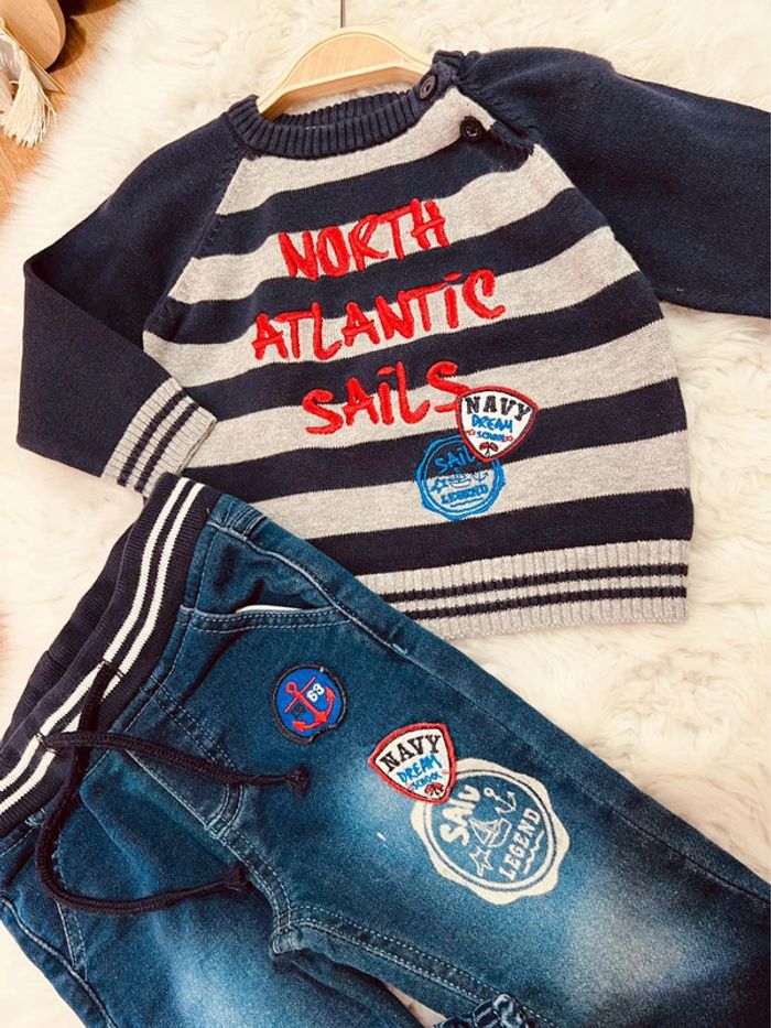 Taille 12 mois ensemble 2 pièces garçon Prénatal bleu * navy * 💙 - photo numéro 2