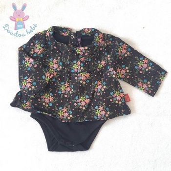 Body blouse noir à fleurs coloré bébé fille 3 Mois Sergent Major