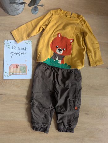 Ensemble pantalon et pull renard 12 mois