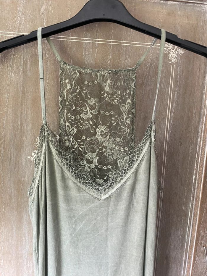 Robe coton dentelle kaki - photo numéro 3