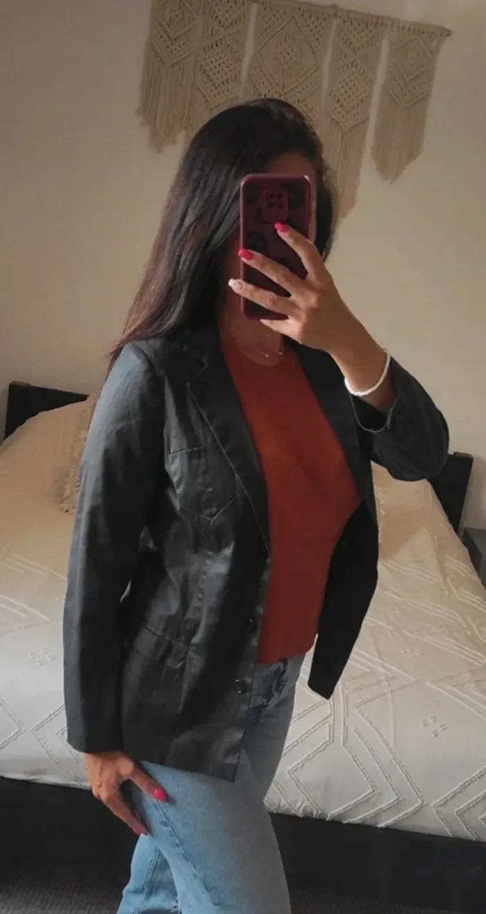Veste blazer noir toile enduite Cotélac T1 coton élasthanne - photo numéro 5