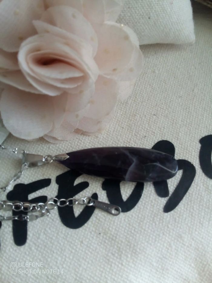 Collier argenté pierre améthyste 💜 - photo numéro 3