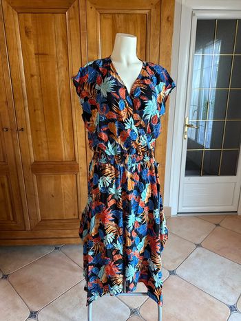 Robe femme, taille 46 Xxxl longue manches courtes, taille élastique