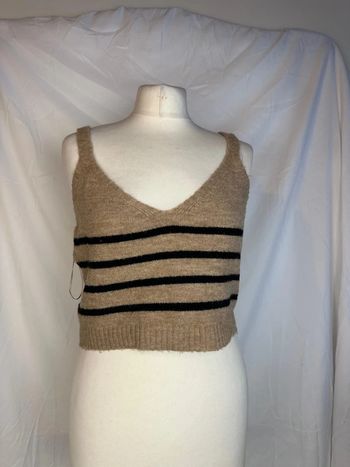 Brassières crop top rayures marron noir - Zara