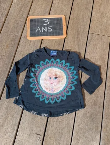 Tee-shirt manches longues Desigual reine des neiges 3/4 ans