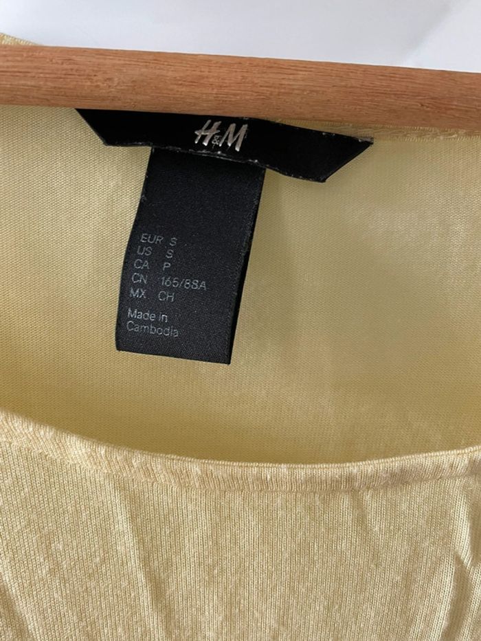 TEE shirt jaune pale H&M taille S - photo numéro 3