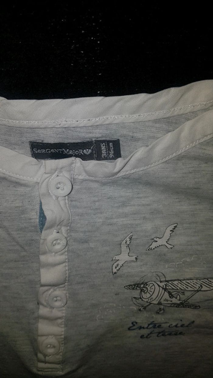 Tee-shirt manche courte gris taille 3 ans Sergent major - photo numéro 3