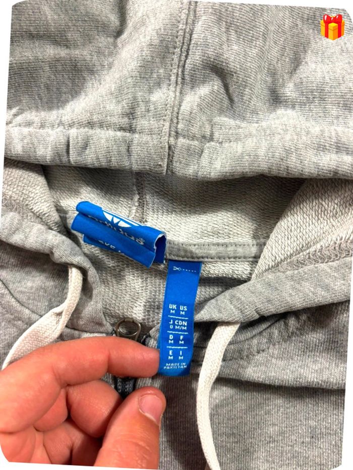 Veste Zip à capuche Adidas Gris taille M - photo numéro 3