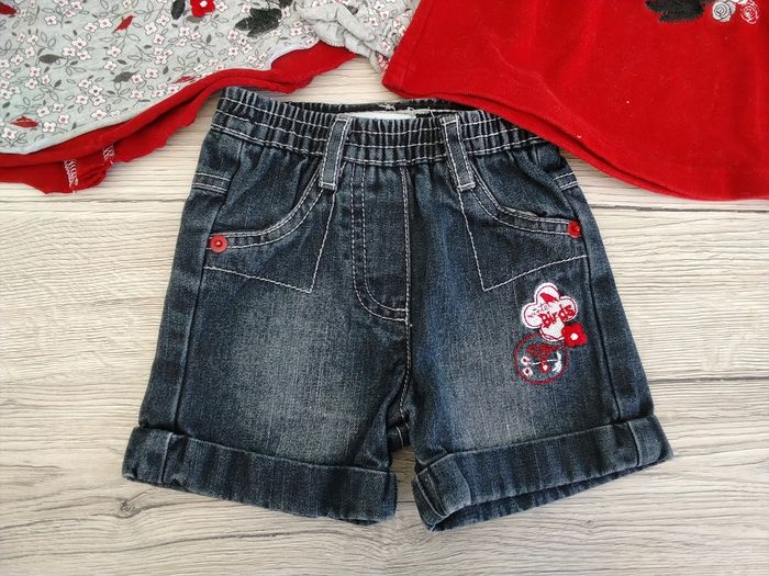 Ensemble tee-shirt manches longues et short fille 9 mois - photo numéro 7