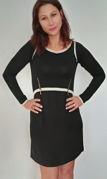 Robe pull bimatière noire