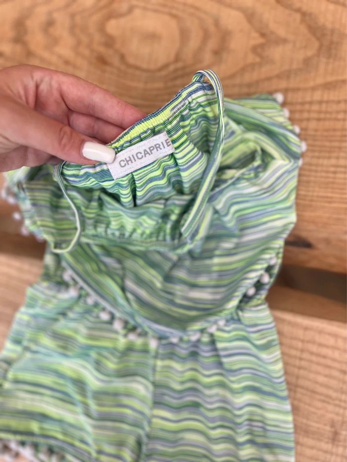 Combinaison Combi short 6 ans chicaprie été à rayures verte bleu - photo numéro 2