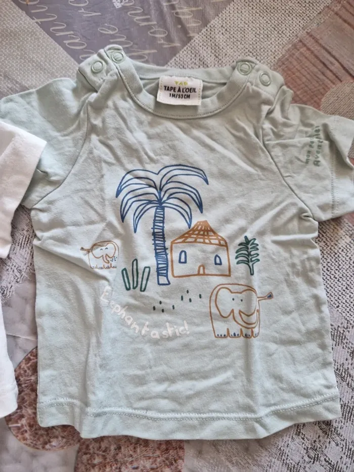 Lots de 2 Tee-shirt 1 mois - photo numéro 3