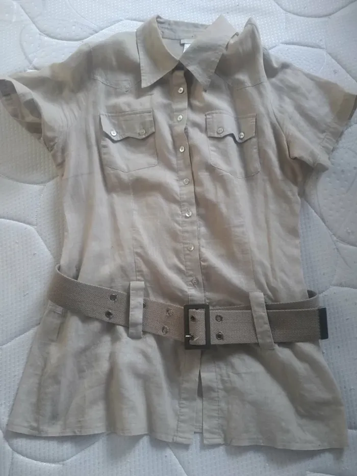 Chemisette Femme Légère Lin Beige