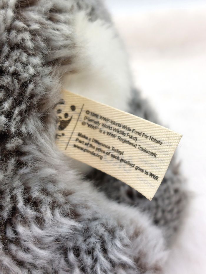 Vintage peluche koala gris blanc marron WWF 1986 World wide Fund 24 cm doudou - photo numéro 8