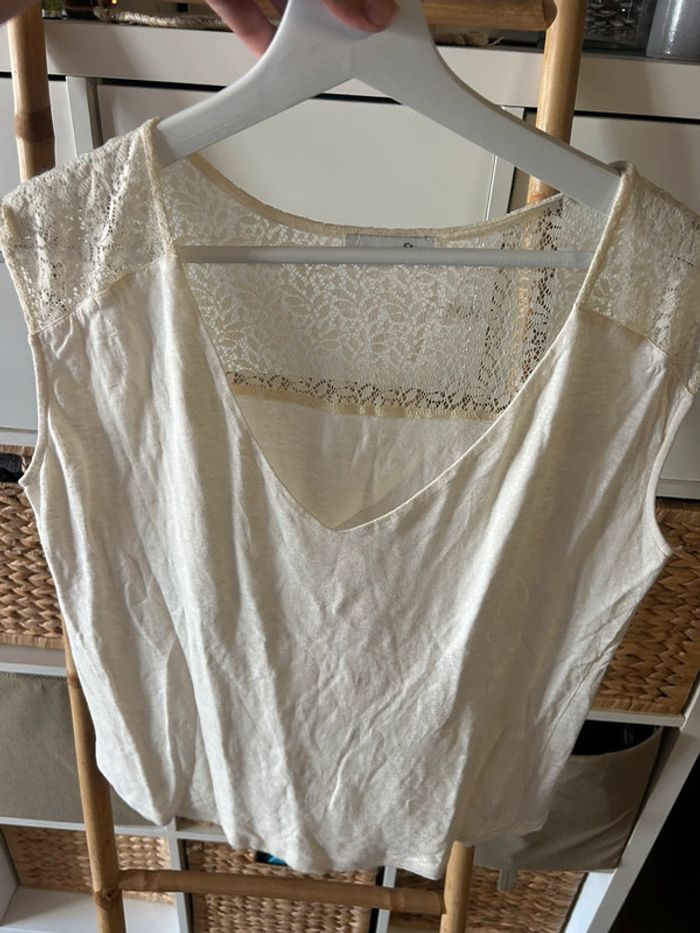 T-shirt blanc etam taille 38 dentelle - photo numéro 5