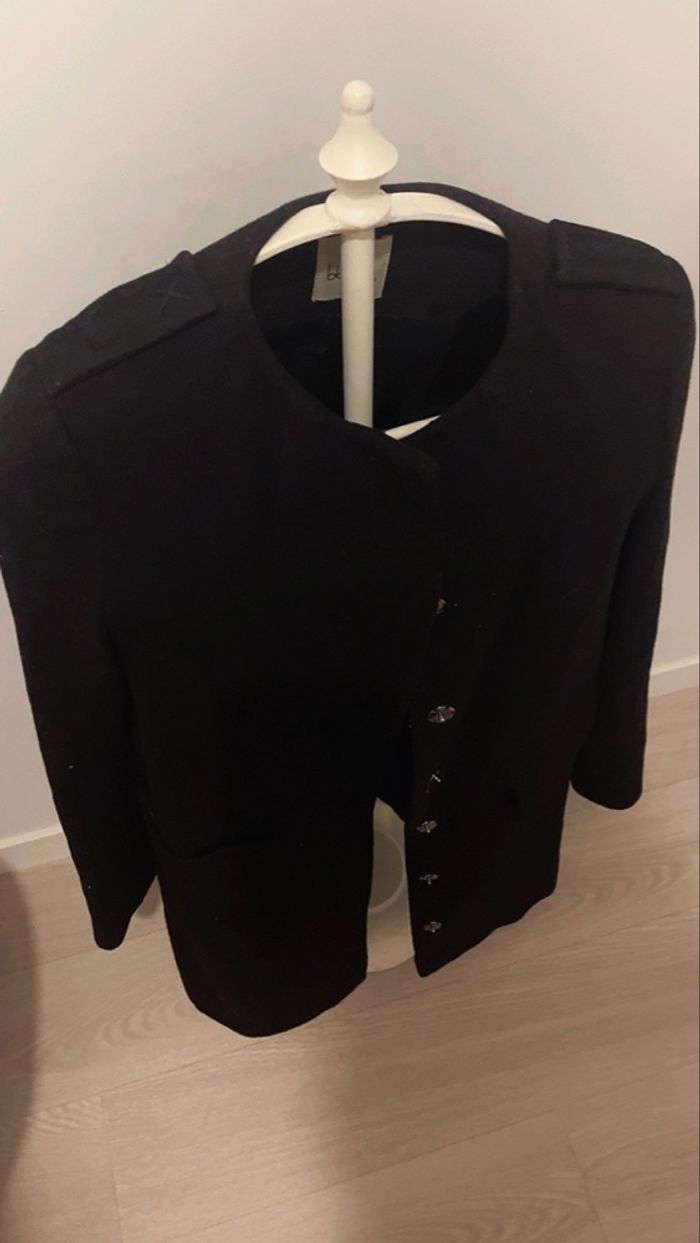 Manteau mi long noir en 75% laine taille 36 - photo numéro 3